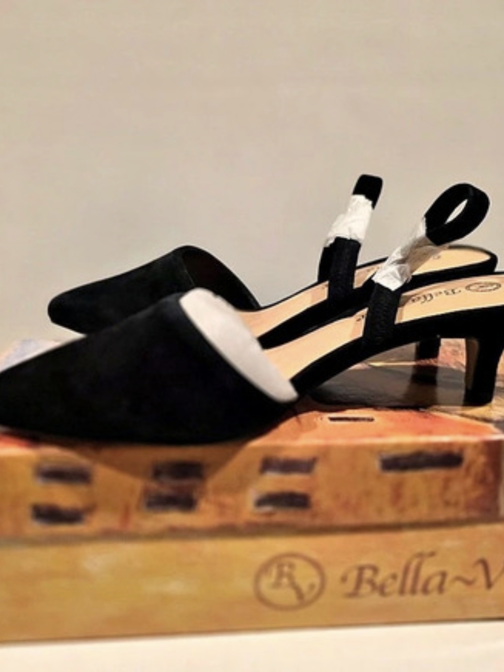 Bella Vita sal 151 Black Pointed-Toe Slingback Heels US 8.5 NWT